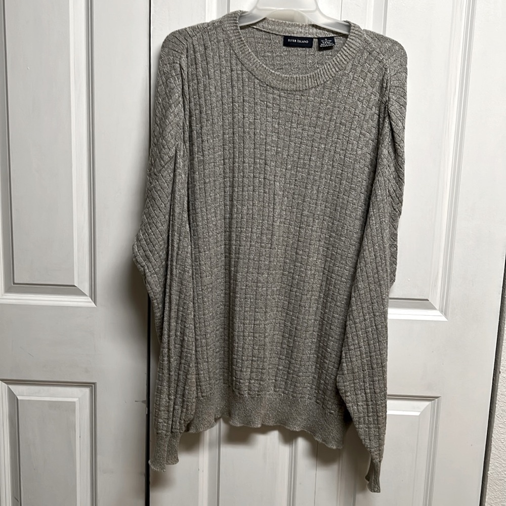 River Island Gray Cotton Drop Sleeve Cable Knit Pull Over Sweater Size 3X